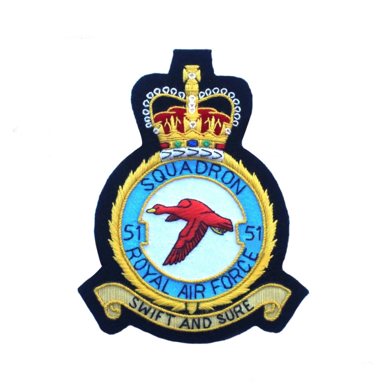 Royal Air Force Squadron 51 Embroidered Badge